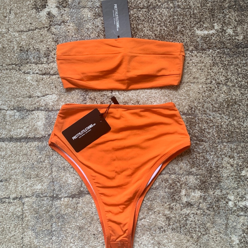 Pretty Little Thing Orange Bandeau Bikini Set